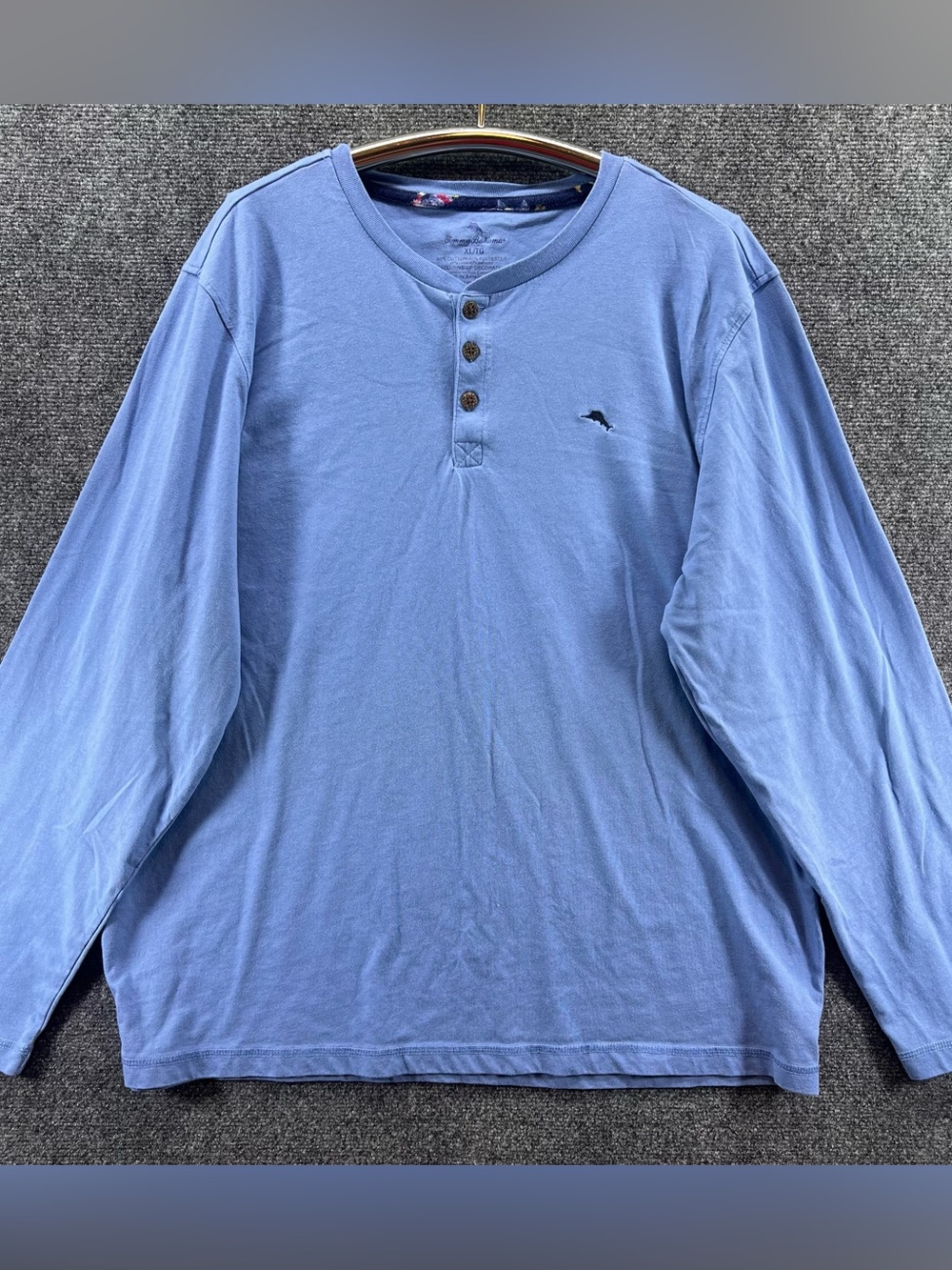 Tommy Bahama Henley Long Sleeve Shirt Mens XL Blue Casual Nautical Outdoor Beach